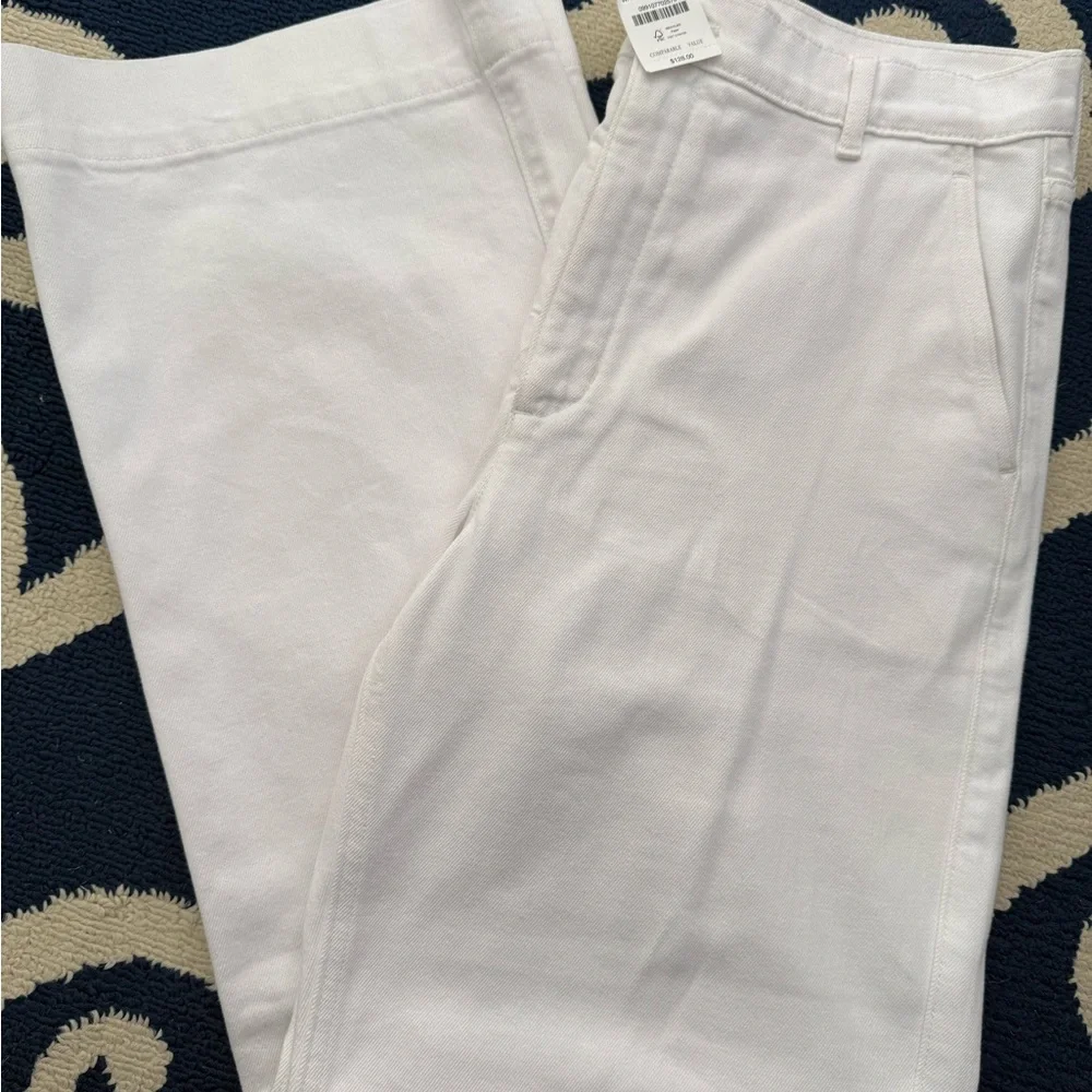 J. Crew White Drapey Denim Trousers Size 30 White Cotton Blend NWT - Picture 3 of 5